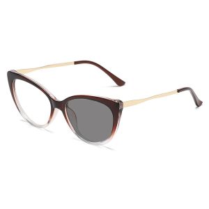 Kacamata Photochromic 6617 Kacamata Anti Radiasi Kacamata Cat Eye Retro Bingkai Plastik Fashion Kacamata Fashion Anti UV Leopard Wanita Korea