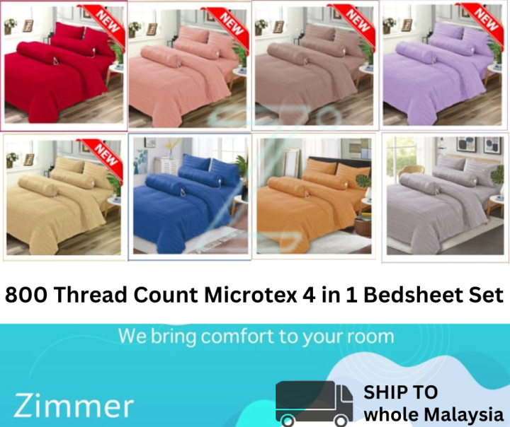 800 Thread Count Microtex 4 in 1 Bedsheet Set Lazada