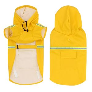 PETPARADIS High-Visibility Pet Rain Jacket with Reflective Strip Adjustable Dog Rain Poncho Easily Wearable Breathable Pet Coat Summer
