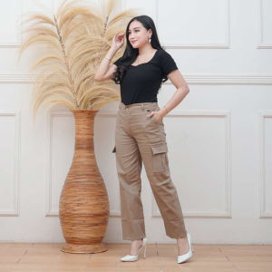 Denhg - Celana Cargo Pand Wanita Terbaru Bahan Combet Stretch