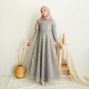 (REALPIC) GAMIS Brukat Pesta Kondangan Maxi dress Muslim VELOZA