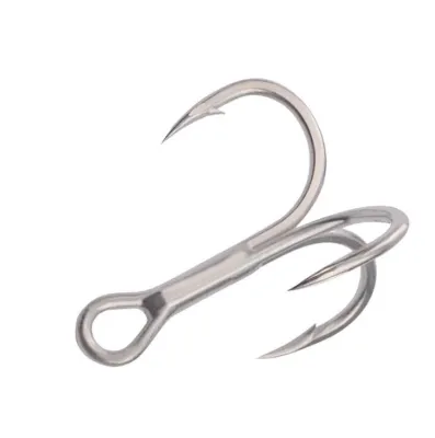 10Pcs/Box Barbed High Carbon Steel Treble Hook 5/0#-12# High Strength High Penetration Stainless Steel Trible Hook Corrosion Resistant Sea Water Boat Fishing Hook