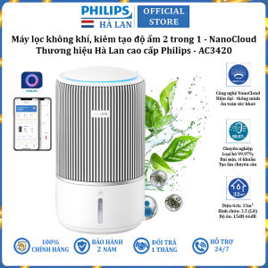 Máy lọc không khí kiêm tạo độ ẩm 2 trong 1 công nghệ hiện đại NanoCloud Serial Series 3400 thương hiệu Hà Lan cao cấp Philips AC3420 - Bảo Hành 2 Năm