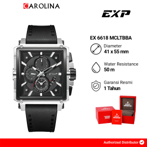 Jam Tangan Pria Expedition Chronograph EXP EX 6618 MCLTBBA Black Dial Black Leather Strap