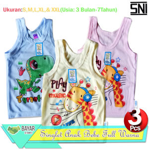 12Pcs Singlet Kutung BEBE Warna Karakter kartun-Kaos Dalam Anak SNI 3 Bulan s/d 7 Tahun-Aurora Store