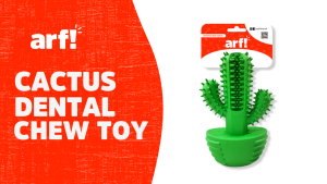 ARF! CACTUS DENTAL CHEW TOY WITH SQUEAKY SOUND GREEN DOG TOY DOG TOOTHBRUSH