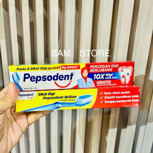 Pepsodent FREE Sikat Gigi 75gr Pepsodent Pasta Gigi Pencegah Gigi Berlubang Odol Pepsodent