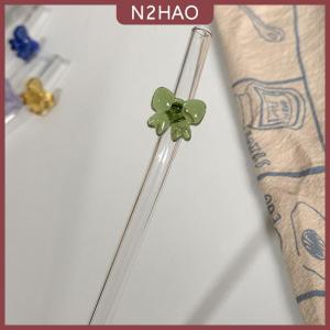 N2HAO 1 ống hút thủy tinh 8mm ống hút uống có thể tái sử dụng ống hút chịu nhiệt hình bướm dễ thương cho lễ hội tiệc cưới Cocktail Bar bãi biển