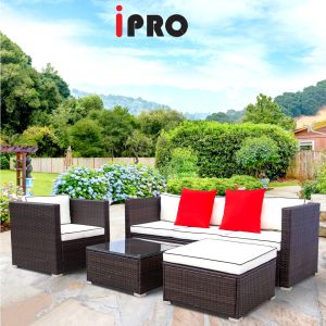 IPRO Rattan Sofa Outdoor Table and Chair Set  Balcony Garden Table and chair Outdoor Furniture Sofa Rotan Set Meja Kerusi Rotan Taman Outdoor Moden