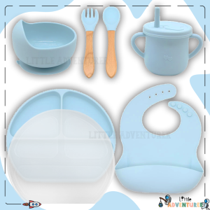 Baby Silicone Bowl Set Dining Tableware Food Grade Feeding Spoon BPA Suction Bib