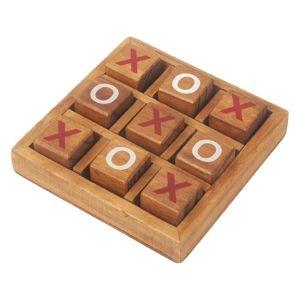 MAKERVY Wooden Tic Tac Toe Game Portable Handcrafted Finish Traditional XO Chess Set Logical Thinking Interactive Design Parent-Child Interactive Game for Kids and Adults
