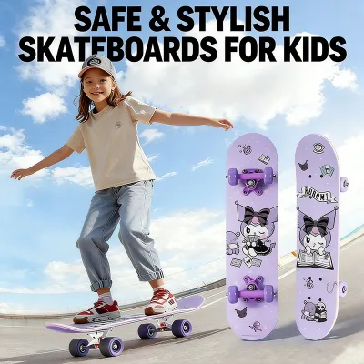 Sanrio Kuromi Scooter Children Four-Wheeled Skateboard Boys Girls Double Rocker High Elastic Pulley Gift Anti-Rollover