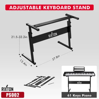 RIXTON Adjustable Keyboard Stand Electric Piano Stand Z-Type Keyboard Holder Universal 61 Keys (PS003)