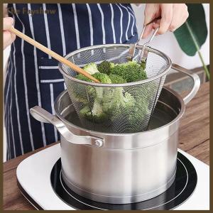 [The Fayshow] Pháp chip chiên Lọc Giỏ thép không gỉ sâu Fry giỏ bếp Vòng Nồi chiên dây lưới với xử lý dây colander lưới