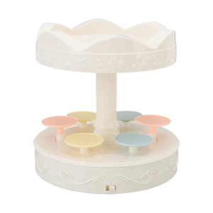 360 degree Rotating Display Stand With Double Layer Dessert Trays For Bakeries Candy Shops Party Decorations