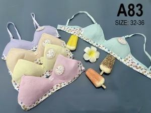 BURSON 3pieces Cute  Design Plain Color Baby Bra Girl Cotton Bra with adjusting Strap 11-14 Yrsold
