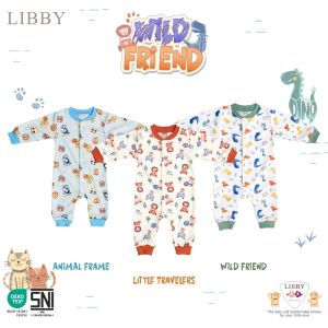 1 Pcs LIBBY Baju Kodok Panjang / Jumpsuit Rib Bayi / Baby Motif (0-3M) | Sleepsuit Bayi Buka Kaki