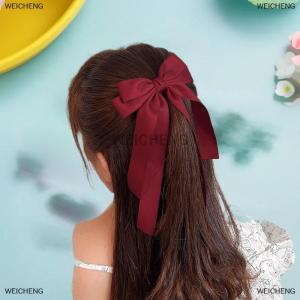 [COD] WEICHENG Fashion Fabric Ribbon Bow Hairpin For Women Girls Hair Clips Solid Color Bow Hair Accessories