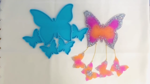 Silicone lớn và nhỏ mặt dây chuyền bướm khuôn tường tự làm treo cửa thẻ nhựa Epoxy đúc khuôn nhà trang trí phòng