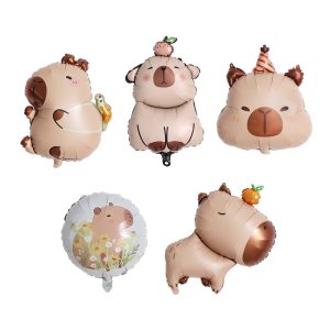 Set Of 5 Lovely Capybara Aluminum Balloons For Birthday Parties And Themed Celebration Easy To Inflate