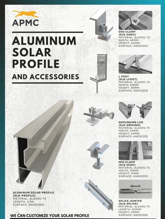 BuildIt Aluminum Solar Railings for Solar Panels (2.4M / 2.2M / 2.1M ...