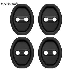 JaneDream หัวเข็มขัดล็อกประตูรถยนต์ทั่วไป4ชิ้นแผ่นซิลิโคนฝาครอบป้องกันตัวกันกระแทกโช้คอัพกันชนปองกันโดยทำให้หนาขึ้น