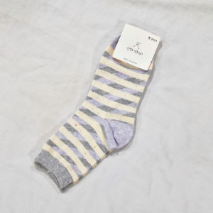 KS-014 Korean Style Striped Crew Socks Cute Pastel Knitted Cotton Socks Cozy Colorful Mid-Calf Socks
