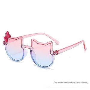 TUmama Dễ thương Cat-ear Kính mát cho trẻ em với thiết kế nơ UV400 bảo vệ thời trang và vui tươi Kính râm cho các hoạt động ngoài trời