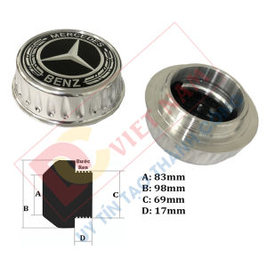 Logo chụp mâm ốp lazang bánh xe ô tô Mercedes và Maybach TY-83 cao cấp chất liệu Hợp kim nhôm + Nhựa ABS
