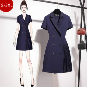 LOMOGO [NEW ARRIVAL] Korean Young Lady Short Sleeve Elegant Women Dress Casual Dresses A Line Dress Casual and OL Office Lady Black BLUE