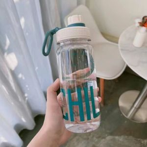 GOUPO Nhựa Chai nước Chống rò rỉ Dung tích lớn 06L/08L/1L Chai nước trong suốt Tái sử dụng Có dây đeo tay cầm Cốc lắc thể thao Thể thao ngoài trời