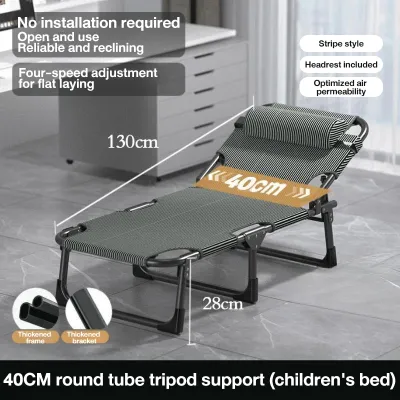 Folding Bed With Foam 60/70/80cm Single Grey/Stripe White Portable Foldable Lunch Break Bed Leisure Bed With Wheel