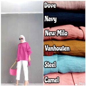 ALANA ATASAN CRINKLE /ATASAN KEMEJA WANITA DEWASA / KEMEJA CRINKLE POLOS /ATASAN KEMEJA KEREN TRENDY / ATASAN WANITA