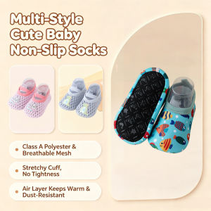 【local Stock】Anti Slip Floor Socks For Baby Soft Sole Learning To Walk Double Style Class A Polyester/mesh Material Soft And Breathable Adhesive Texture Dust-proof And Cool Proof