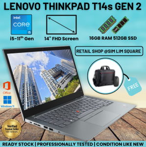 Lenovo ThinkPad T14s Gen 2 i5-11th Gen 16GB RAM 512GB SSD Windows 11 MS Office Preloaded Refurbished Like New | Business Laptop | Alternative to X1 Carbon HP EliteBook Dell Latitude | Thinkpad T490 T490s T480 T470 lenovo thinkpad T14