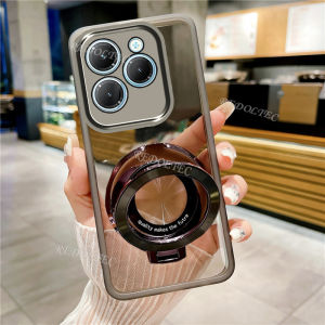 Case For Infinix Hot 40 40i 40 Pro 2024 New Design Magnetic Stand Holder Transparent Casing For Infinix Hot 40 40i 40Pro Ultra Thin Clear Soft Phone Case With Camera Lens Protection