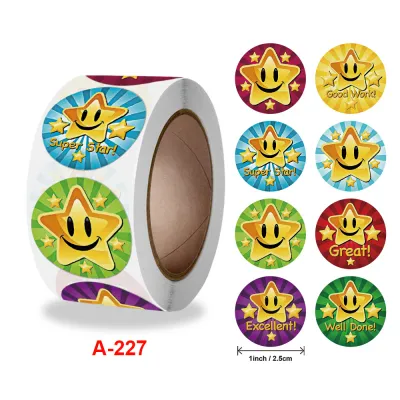 500pcs/roll round shape emoticon toys stickers teacher children reward label seal paste sticker