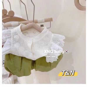 Bộ Áo Ren Tay Bay + Quần Bí Ngô Dễ Thương Thời Trang Mùa Hè Phong Cách Hàn Quốc Cho Bé Gái