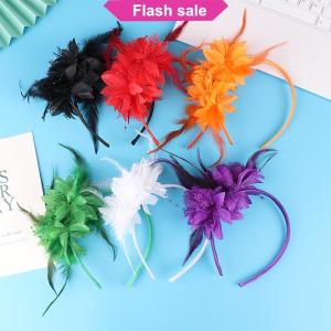 SHENHAO2🎀 1 cái phụ nữ fascinator hat Headband hoa lông lưới sợi Cocktail tiệc cưới phụ kiện tóc trang trí đầu