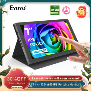 Eyoyo 7 inch IPS Portable Monitor 1024x600  5-Points Capacitive Touchscreen Mini Display HDMI Monitor for Laptop Raspberry Pi 4B 3B+3A+ & Banana Pi win7/8/10/11 & Game Consoles