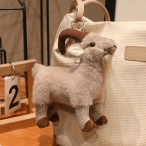 SECRETE AMBIENT LIGHT78SE0 Plush Goat Plush Toy PP Cotton Big Horn Goat Stuffed Doll Cute Realistic Look Bag Keychain Gift