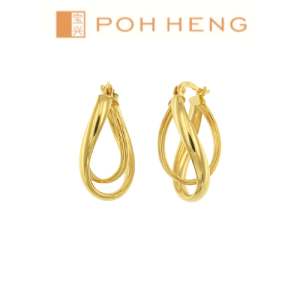 Poh Heng Jewellery 22K Oval Loop Huggie Earrings in Yellow Gold[Price By Weight]