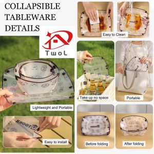 TWOL SHOP Stock no.234，3PCS/SET Collapsible BowlsCupsPlates Portable Folding Utensil for Camping Family Gatherings Travel