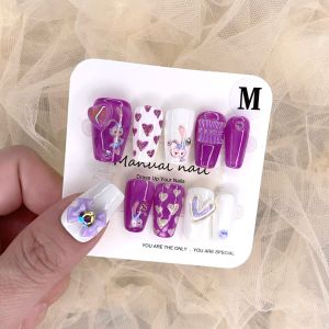 A088 SIZE XS/S/M/L 🇲🇾 Ready Stock Handmade Nail Art Reuseable 10pcs/set Nail Tips free 5pcs Manicures Tools  现货手工穿戴甲可重复使用 10 件/套美甲贴片免费 5 件美甲工具