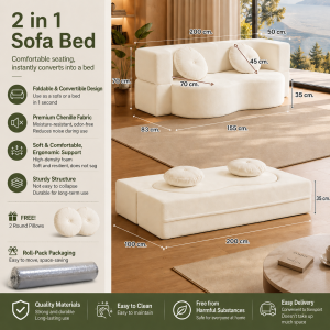 CTH 200CM Lazy Sofa Sofa Bed Fine Heavy Corduroy Removable Washable Cover Space-Saving Foldable Apartment Modern Style Sofa 2/3 Seater Sofa Set