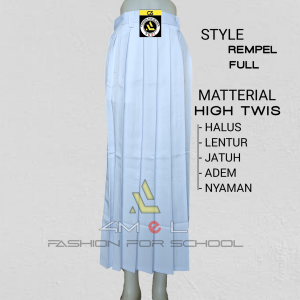 Rok putih rempel Full Seragam sekolah SMP/SMA.kain High Twis