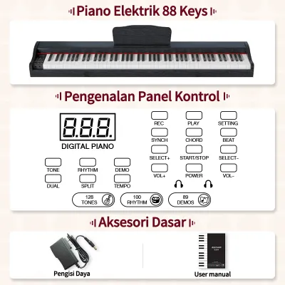 Benston Music-Keyboard elektronik digital keyboard elektronik 88 tombol keyboard elektronik khusus pengajaran pemula keyboard dinamik koneksi Bluetooth