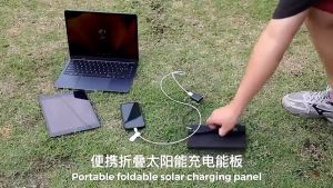 Foldable Solar Panel Charger Portable IP65 Waterproof USB Solar Power Charger with 2 Hooks and 1 Adapter