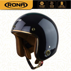 Mũ bảo hiểm 3/4 RONA R8 đen bóng nón xe máy chính hãng freesize phù hợp cho nam nữ-Rona Helmet