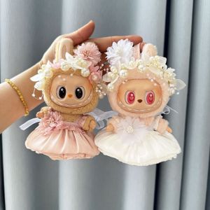 XUECHUANGYING Bowknot Sitting  Time Dress Flower Rose  Dolls Clothes Trim DIY 17cm Plush Dolls Dress Cotton Doll Accessories